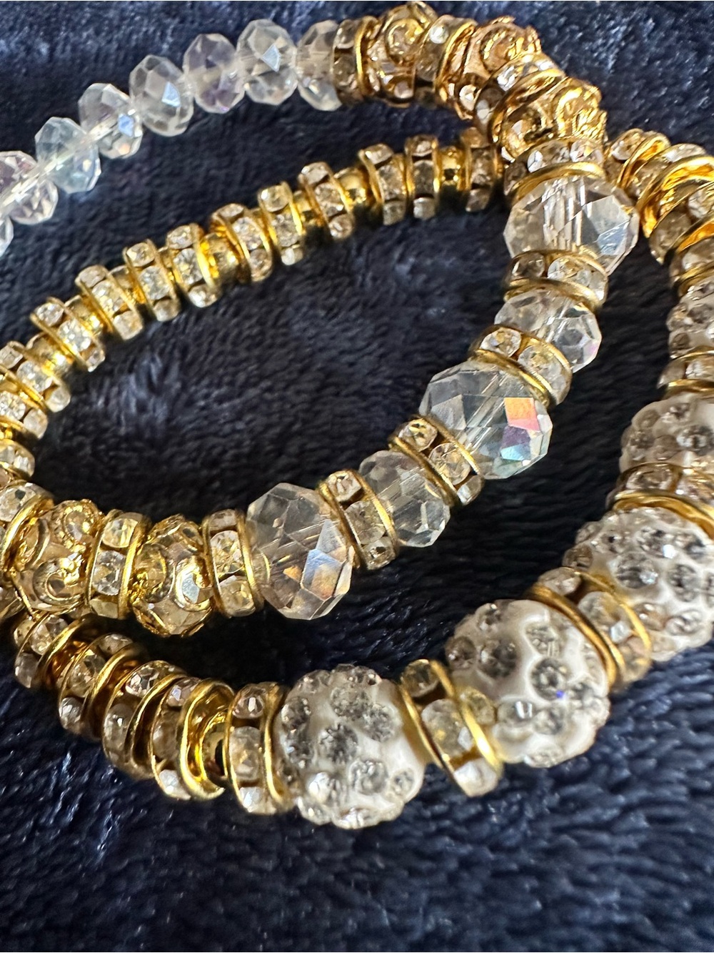 Gold and Clear Crystal Stretchy Bracelet Set - Women Jewelry